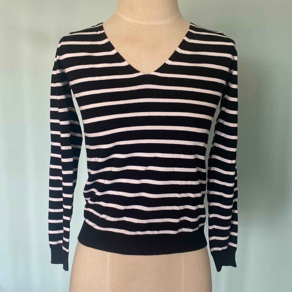 Morgan De Toi striped sweater with pretty cris cross detailing in the back
